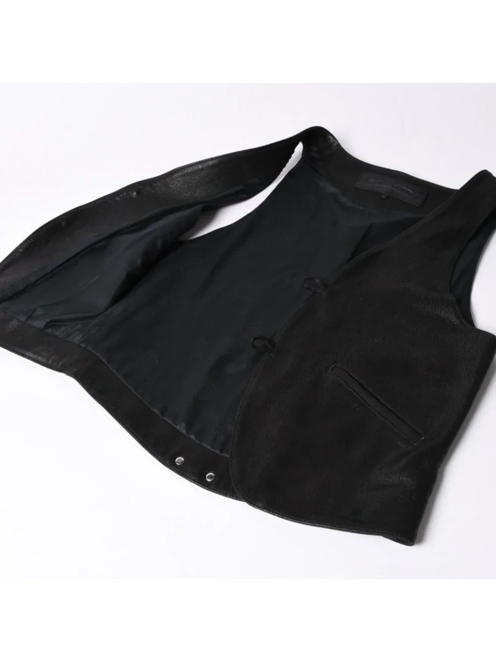 Chrome Hearts Vest Leather Dagger Zip Black Silver
